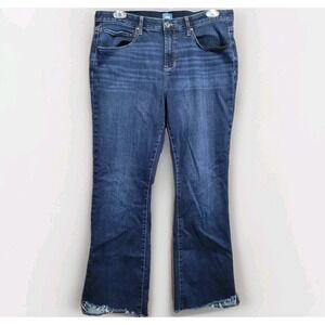 JAG Tummy Control Eloise Bootcut Jeans Size 16 x 30 Hi-Rise Dark Wash Frayed Hem